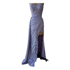 Lavender Glitter Lace Corset Back High Slit Formal Prom Gown Dress Sweetheart