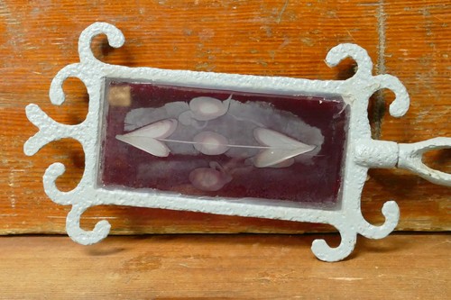 Antique Cast Iron Weathervane Lightning Rod Arrow Etched Red Glass Heart Design - Picture 8 of 12