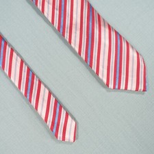 Ozwald Boateng Tie Men Pink Blue Oxford Stripe Silk England UK Smart Suit Formal