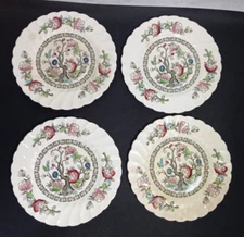 Vintage Myott Indian Tree Dessert Plates Appetizer Plates Set of 4 ENGLAND