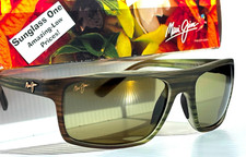 Maui Jim BYRON BAY Mt Green Stripped POLARIZED Maui HT GLASS Sunglass HT746-15MR
