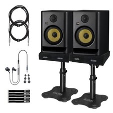 KRK Rokit RP7 G5 7" Studio Monitors 2-Pack with Desk Stands  Cables