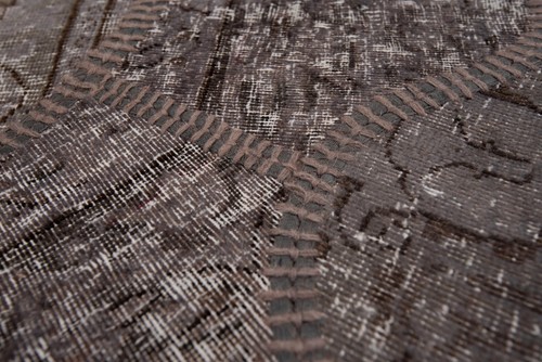 Patchwork Ø: 155 cm Handwoven Personal carpet,Round,Vintage,Rug,Grey - Picture 8 of 11