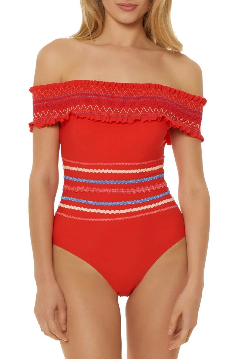 Red carter store smocked swimsuit