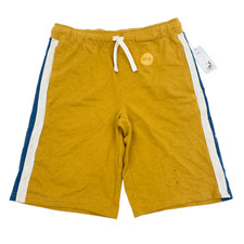 Cat Jack Boys Size XL 16 Knit Shorts Striped Side Pockets Gold/Navy NWD