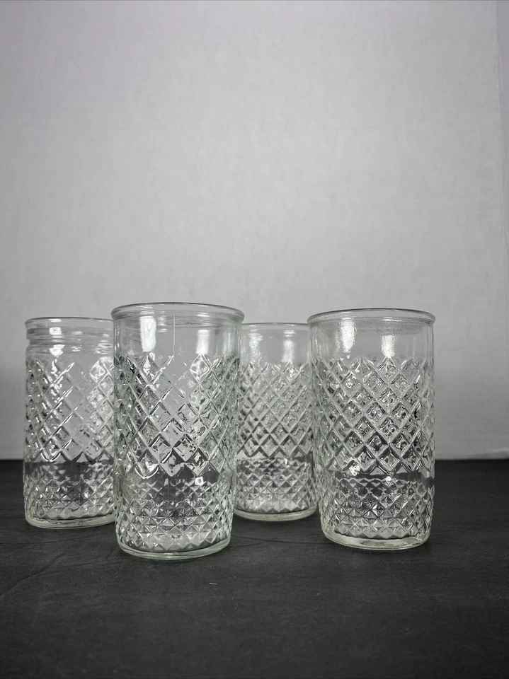 Juego de 4~ Cristalería de Jugo Vintage Corte Cristal Transparente 4oz Foto 4 de 4