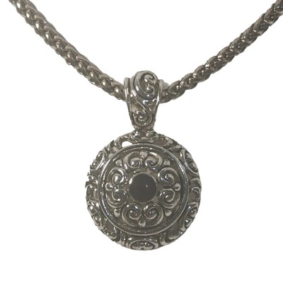 Premier Designs Silver-tone ''Nora'' Black Center Pendant Necklace