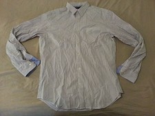 Mens Banana Republic Dress Shirt L Large White Stripes Cotton Button Long