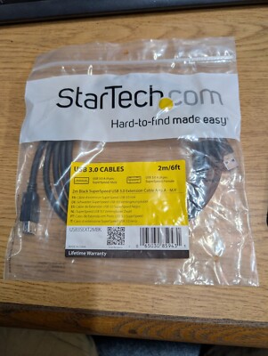 StarTech USB3SEXT2MBK 6Ft USB 3.0 SuperSpeed Extension Cable A - M/F Black - New