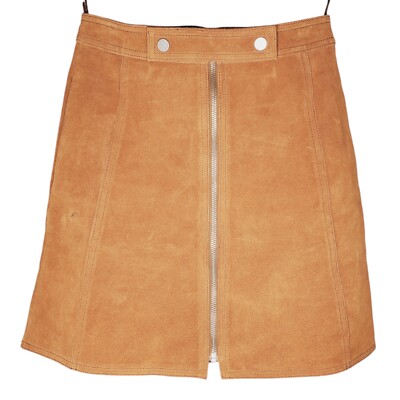 Gap Genuine Suede Mini Skirt Womens 00 W26 Tan Retro 70s Hippie 100%  Leather