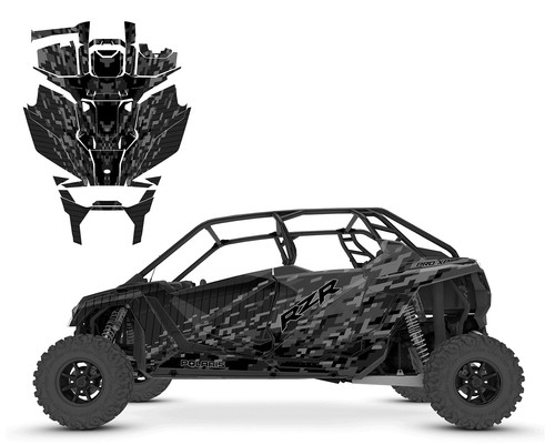 RZR-4 PRO XP PRO R 2020-2022 kit envolvente de gráficos 24 mil diseño vinilo V1901 camuflaje - Imagen 10 de 12
