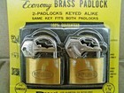 Solid Brass Cylinder 2 Piece Keyed Alike Padlock Set 1-5/8"  3 Keys Per Lock New — photo 5