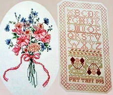 Pink Blossom Sampler Romantic Nosegay Bouquet CROSS STITCH PATTERNS