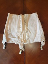Antique Corset Pink Bondage Garter Girdle Boning Hook  eye Size Small