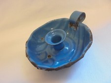 Vintage Turquoise Blue Enamel Wee Willie Winkie Candle Holder Chamber Stick