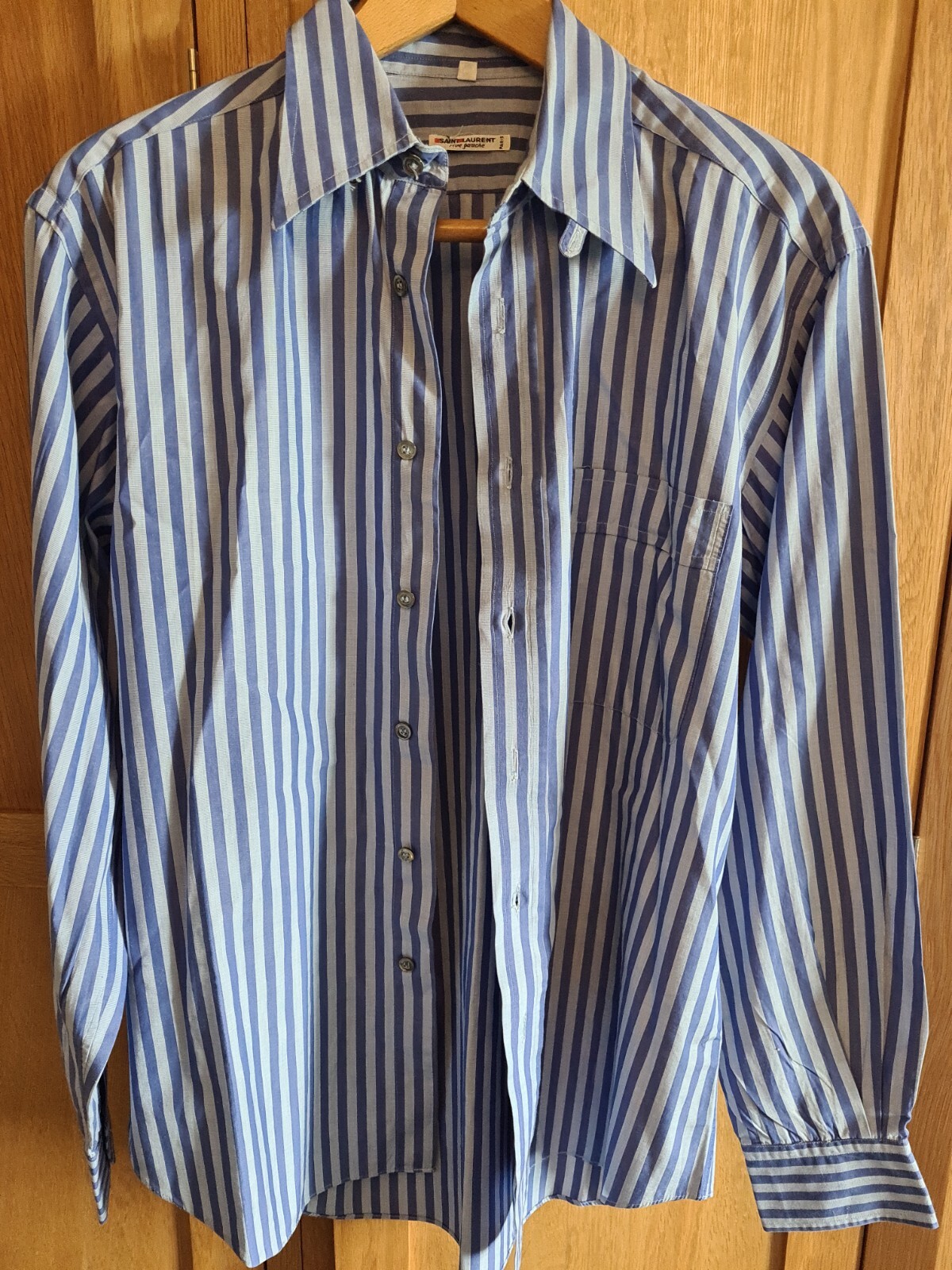 Camicia a righe blu Saint Laurent Rive Gauche da uomo taglia 39 15 5 1 2" ITALY PARIS