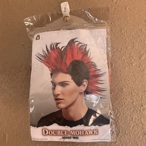 Double Mohawk Adult Wig One Size Fits Most Black Red