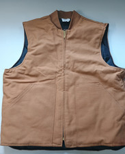 Pro-Safe Brown Lined Vest Quilt lining zippered front Large Size USA made