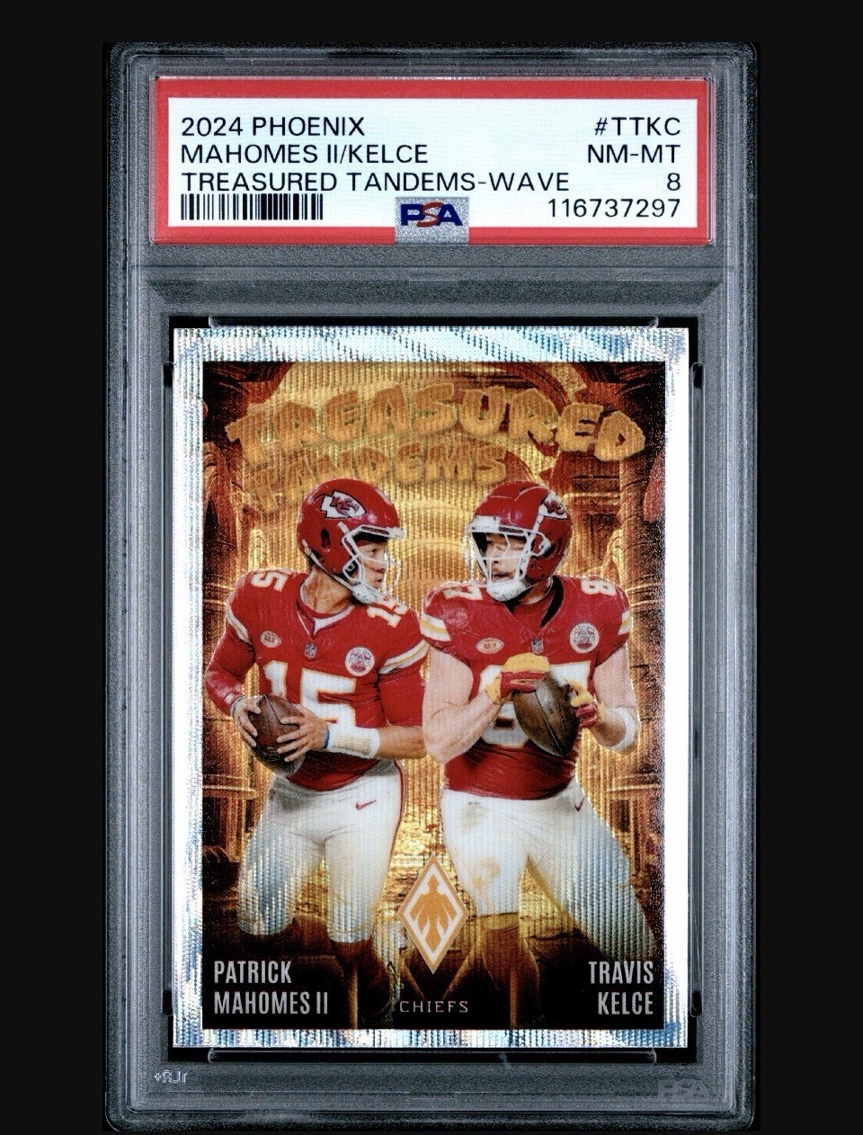 2024 POP 2⭐️MAHOMES/KELCE🏈PANINI PHOENIX⭐️TREASURED TANDEMS⭐️WAVE⭐️PSA 8⭐️11⬆️