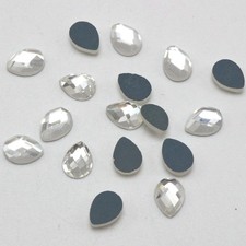 100 Clear Faceted Teardrop Flatback Glass Crystal Rhinestone Gems 6X8mm No Hole