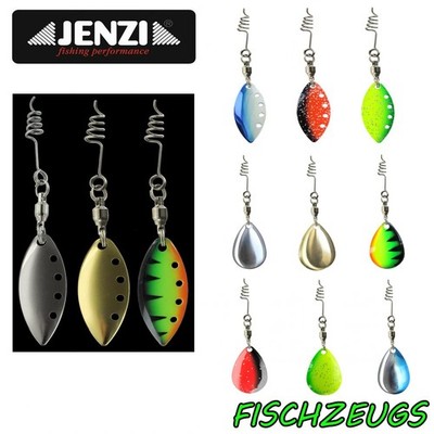 Jenzi 2x Spinnerblättchen Feder Schraube Spinner Gummifisch Hochseeangeln Bait