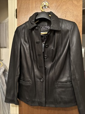jaclyn smith leather Jacket Size Small in Black Color 