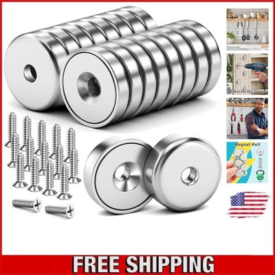 16Pack 40LBS Strong Magnets with Holes,Neodymium Round Cup Magnets with Screw...