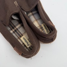 Dearfoams Mens Brown Herringbone Moccasin Slippers Plaid Lined Size Large 11-12