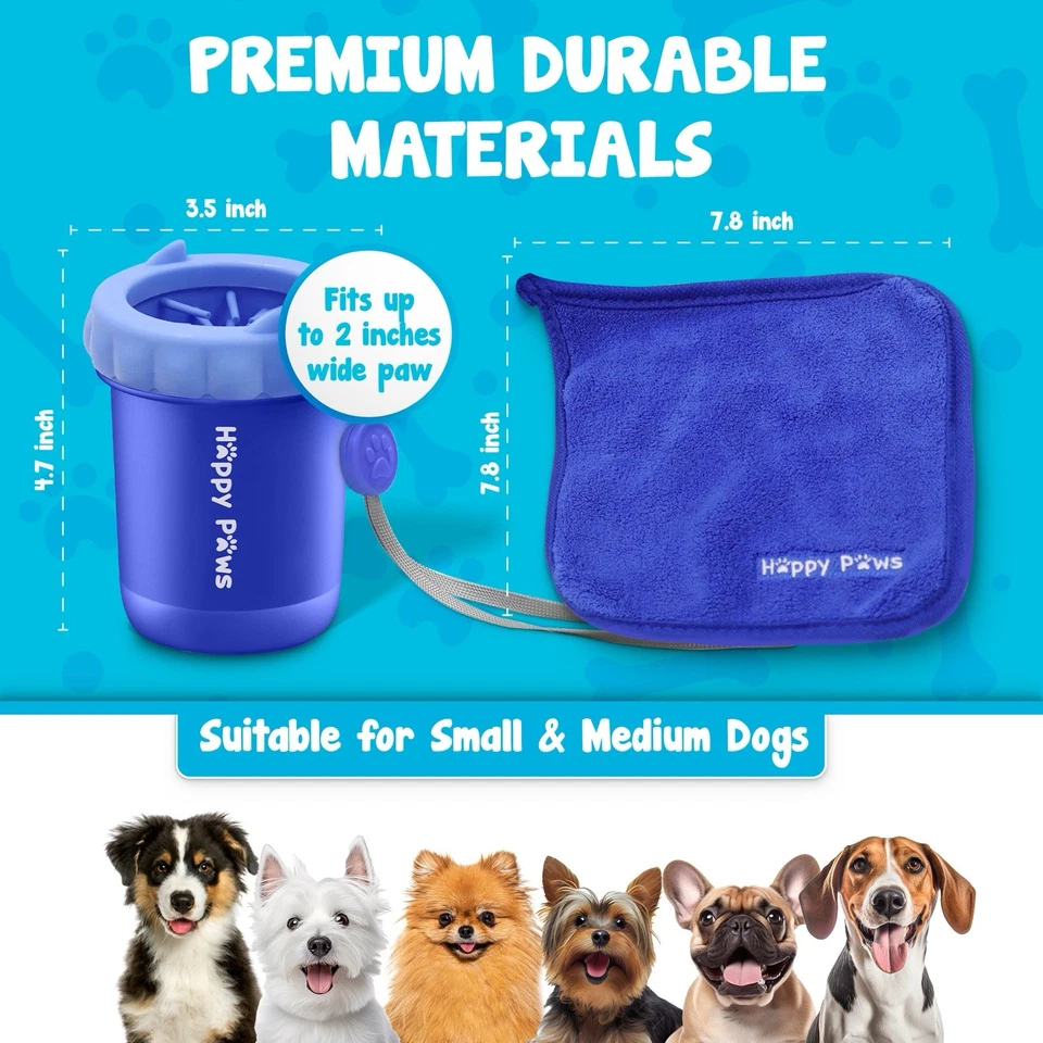 Taza limpiadora de patas de perro - Lavadora de patas portátil para perros pequeños con cerdas y toalla Foto 4 de 4