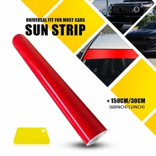 60"x12" Red Front Windshield Sun Visor Vinyl Decal Strip Film Banner Sticker