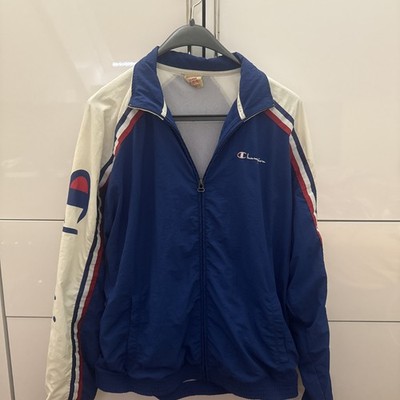 Champion Premium Men's Zip Through Striped Track Jacket, Blue & White