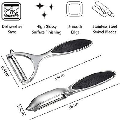 2pc Stainless Steel Vegetable Fruit Peeler Non Slip Handle Potato Carrot Peeler