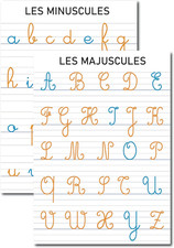 Confezione Di 2 Poster Educativi A3, Alfabeto Corsivo Maiuscolo E Minuscolo, For