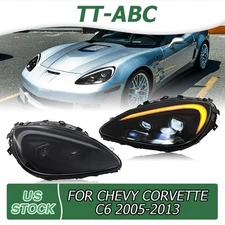 TT-ABC For 05-13 Chevy Corvette C6 Led Projector Headlight DRL Sequential Signal