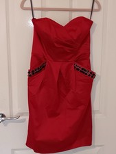Red satin Stud Dress Size 8