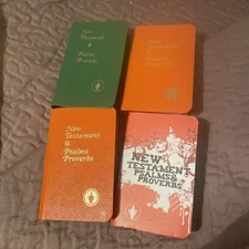 Gideon Bibles 4 pocket size three orange AKJ one green NKJ
