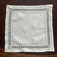 VTG Antique Drawn Open Work Wedding Handkerchief Hankie 10x10"