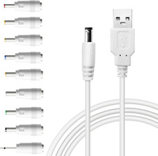 USB to DC 5V Power Cord, Universal DC 5.5X2.1Mm Charging Cable with 9 Interchang