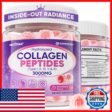 2 Pack Collagen Gummies for Women  Men 3000mg, Hydrolyzed Collagen Peptides wit