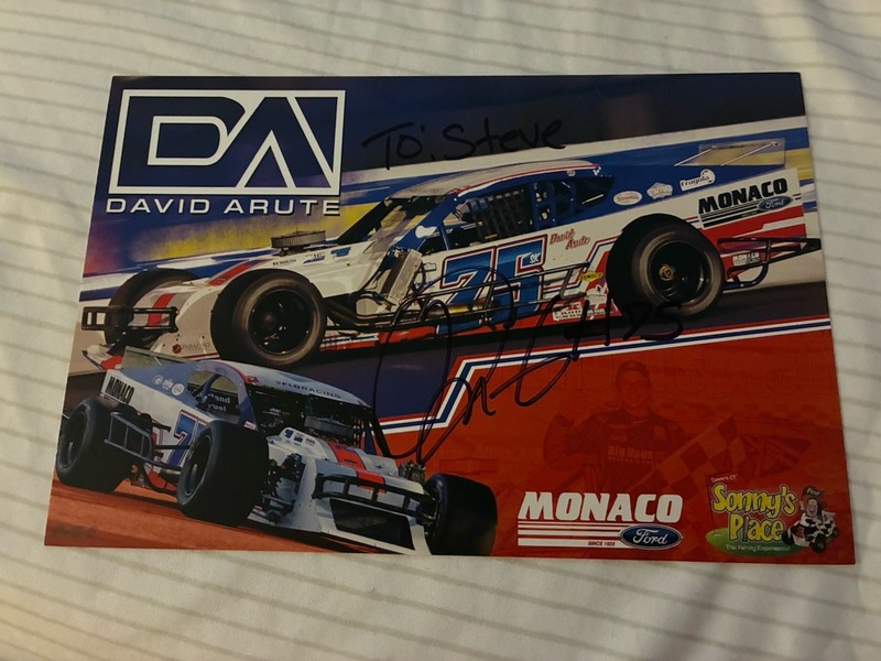 David Arute autographed Sk Modified Hero Card.  Stafford Motor Speedway.  