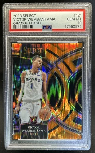 2023-24 Select Victor Wembanyama RC Orange Flash Prizm Premier Level #121 PSA 10