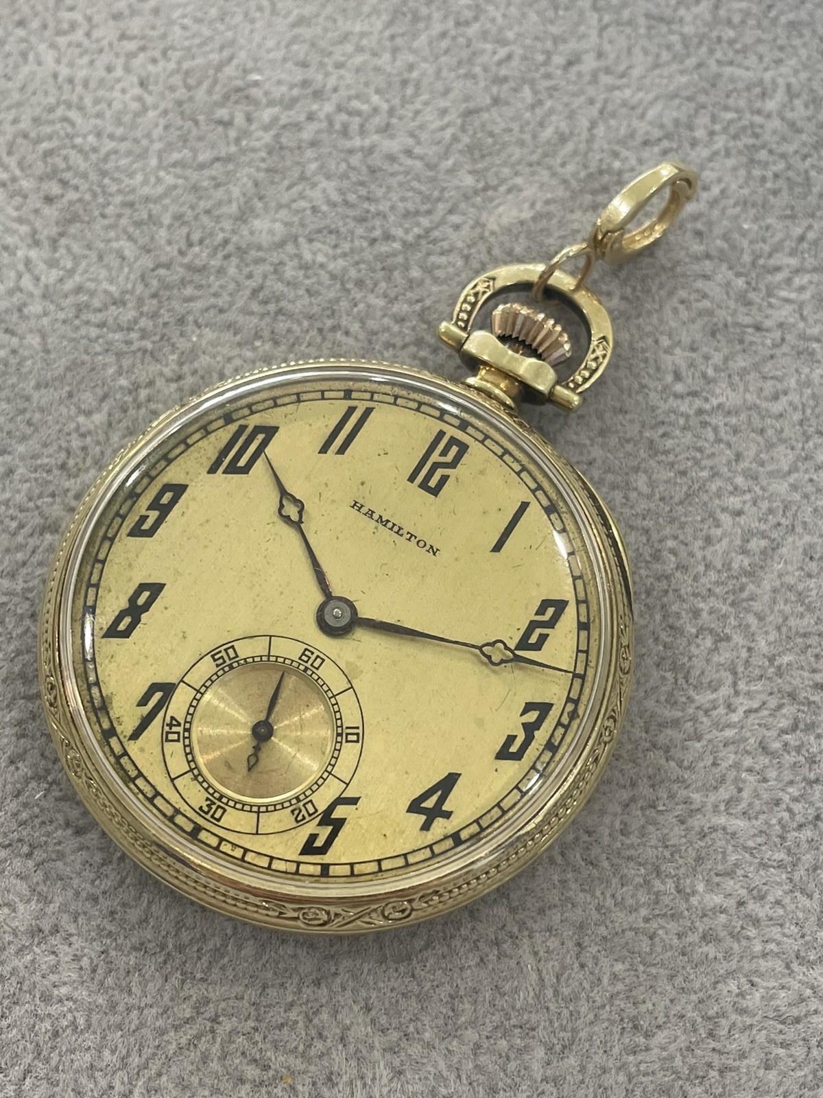Hamilton 14k Yellow Gold Pocket Watch Running Beautiful Condition 1925 Rare 922