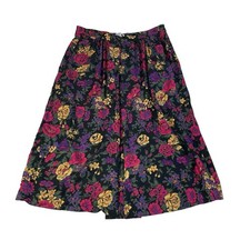 Talbots VTG USA Petites 10 Floral Rayon Midi Skirt Cottagecore adjustable fit