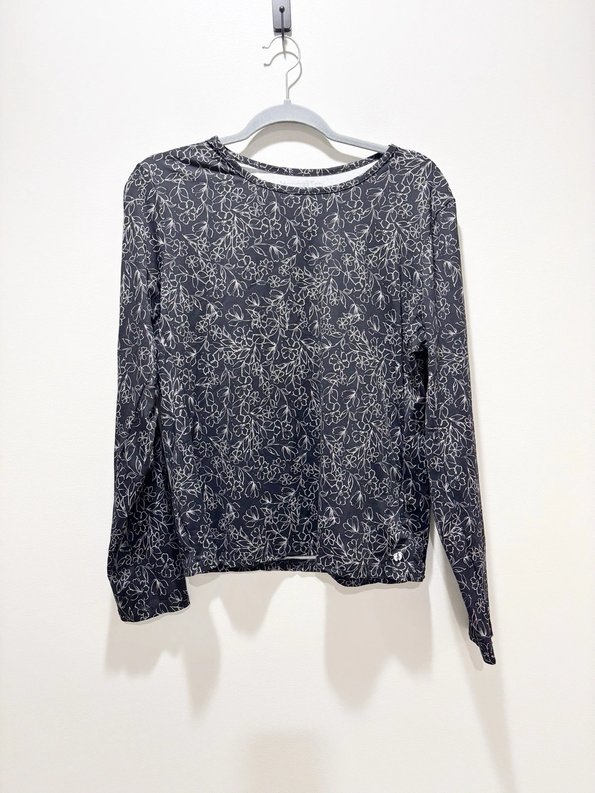 Hang Ten Black Grey Long-Sleeve Floral Print UPF Sun Protection Top XXL
