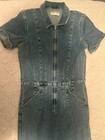 Free People We The Free Denim Jumpsuit Fared Leg Size Large Pre-Owned — photo 2