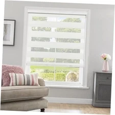  White Zebra Window Blind 20" W X 72" H 20"W x 72"H White | Light Filtering