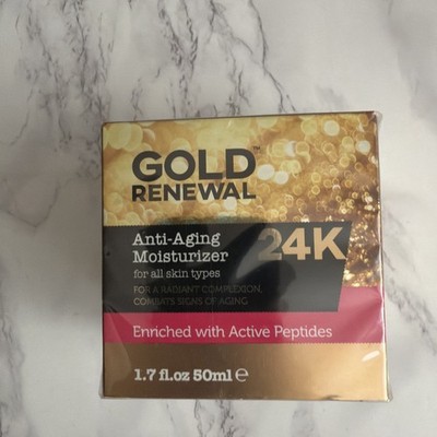 Gold Renewal 24K Anti-Aging Moisturizer Cream Active Peptides 1.7 Oz 50 ml