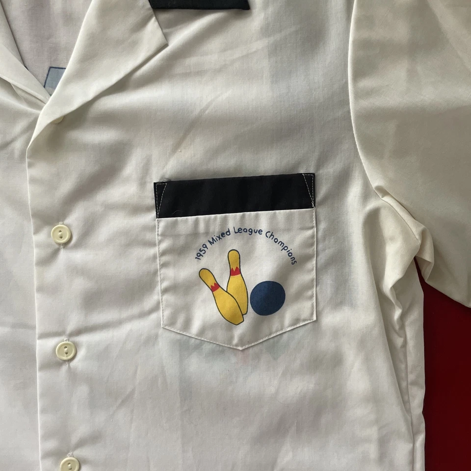 1970-80s Vintage Kennington Bowling Shirt, Never Worn, Black/Cream, Size M - Image 2 of 4