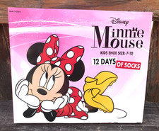 Disney Minnie Mouse Kids Shoe Size 7-10 Crew Quarter & No Show 12 Days Of Socks