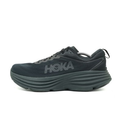 Hoka One Herren Bondi 8 Sneaker Schwarz Mesh Niedrig Passform Laufschuh EU 48